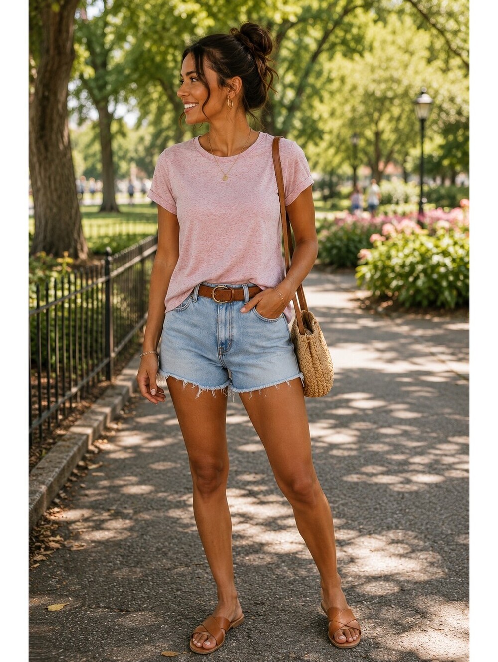 Pink marled shortsleeve tshirt womens summer spring workout